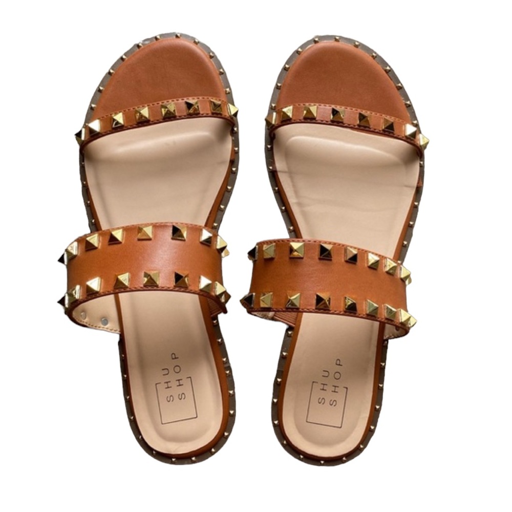 ShuShop Brown Studded Sandals